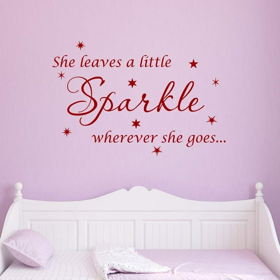 VWAQ She Leaves A Little Sparkle Wherever She Goes Wall Art Decal Sticker Decor for Girls Room