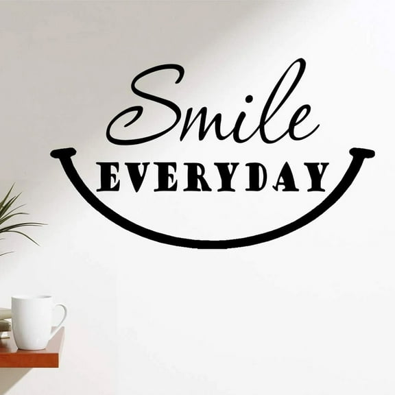 VWAQ Smile Everyday Wall Decal Happy Quotes Wall Decor - Motivating Wall Stickers