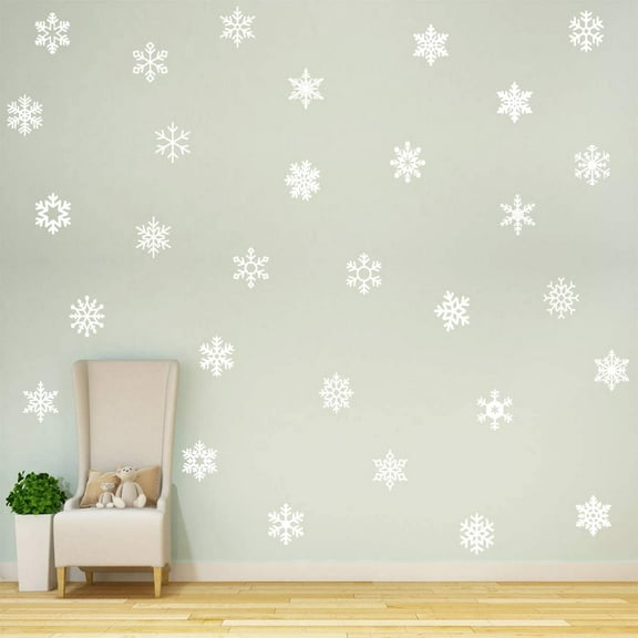 VWAQ Snowflakes Wall Decals for Girls Bedroom Peel and Stick Stickers Winter Theme Decor - 30PCS