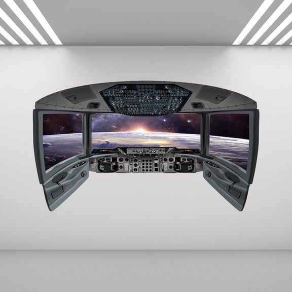VWAQ Space Shuttle Cockpit Wall Mural | Spaceship Window Wall Decals - CP10