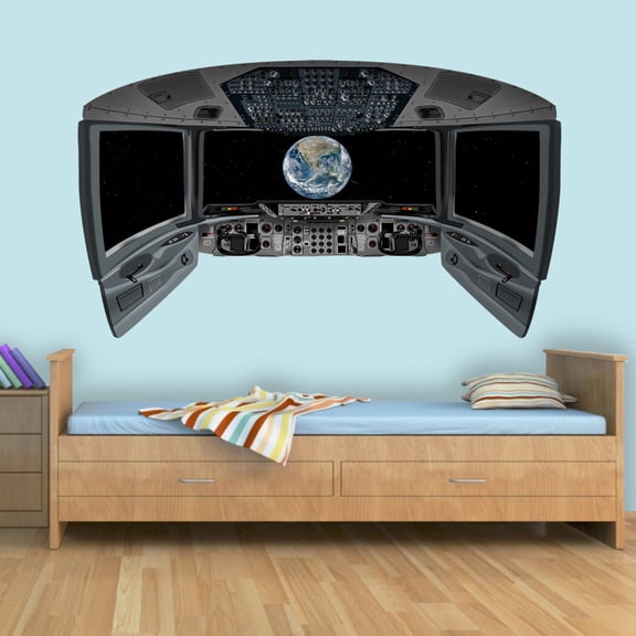 VWAQ Spaceship Cockpit Wall Mural - Earth Window Sticker - CP7