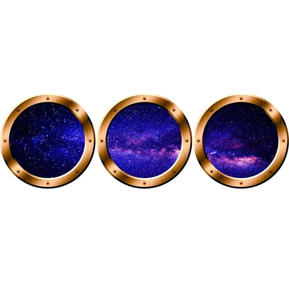 VWAQ Spaceship Window Wall Decals For Kids Rooms, Outer Space Window Galaxy Wall Stickers -SPW27 (Bronze, 20" Diameter)