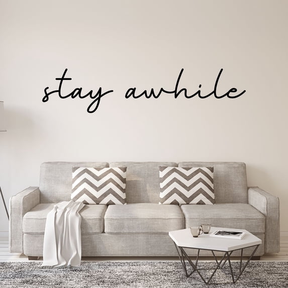 VWAQ Stay Awhile Wall Decal - Vinyl Wall Art Home Decor