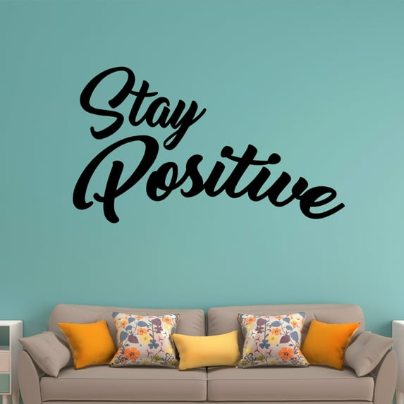 VWAQ Stay Positive Vinyl Wall Decal, Uplifting Positivity Wall Decor -18120 (Black, 9" H X 15" W)