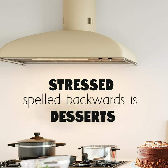 VWAQ Stressed Spelled Backwards is Desserts Wall Decal Cute Kitchen Quotes Decor