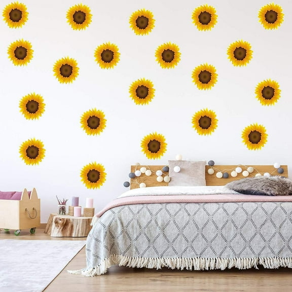 VWAQ Sunflower Wall Stickers - Peel and Stick Flower Decals for Nursery Bedroom 20pcs - HOL17