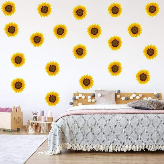 VWAQ Sunflower Wall Stickers - Peel and Stick Flower Decals for Nursery Bedroom 20pcs - HOL17