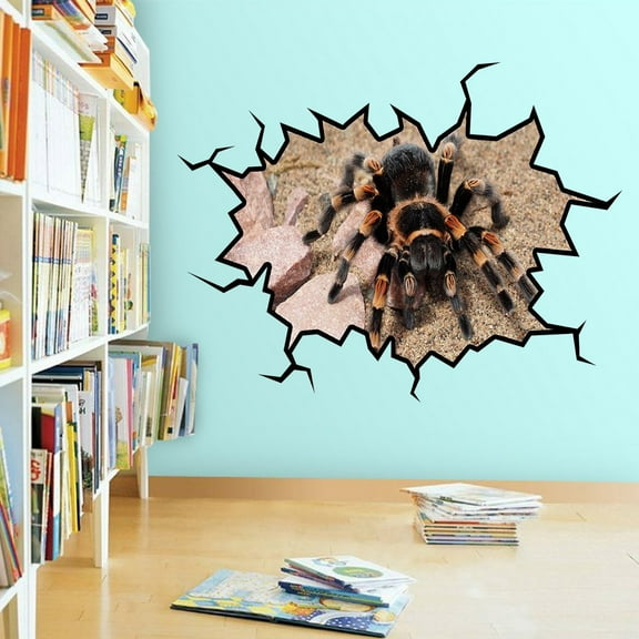 VWAQ Tarantula Wall Decals Decor Realistic Spider Stickers Hole In The Wall - WC27 (18"H X 22"W)
