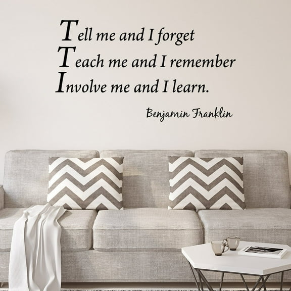 VWAQ Tell Me and I Forget Wall Decal Benjamin Franklin Quote - V1