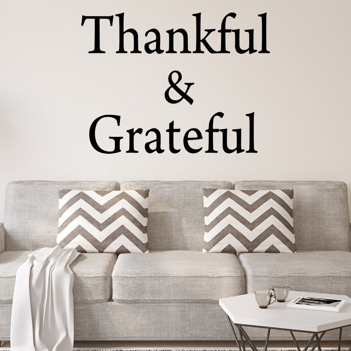 VWAQ Thankful and Grateful Wall Decal - Inspirational Quotes Wall Decor ...