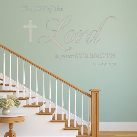 VWAQ The Joy of The Lord is Your Strength Nehemiah 8:10 Wall Art Decal - Scripture Bible Wall Decor