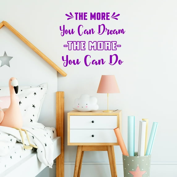 VWAQ The More You Can Dream The More You Can Do Wall Decal Inspirational Wall Quote Sayings Bedroom Decor Motivational Classroom Wall Art Stickers - 12.5"H X 15"W PURPLE