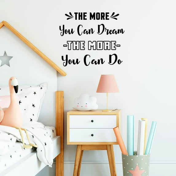 VWAQ The More You Can Dream The More You Can Do Wall Decal Inspirational Wall Quote Sayings Bedroom Decor Motivational Classroom Wall Art Stickers - 17.5"H X 21"W BLACK