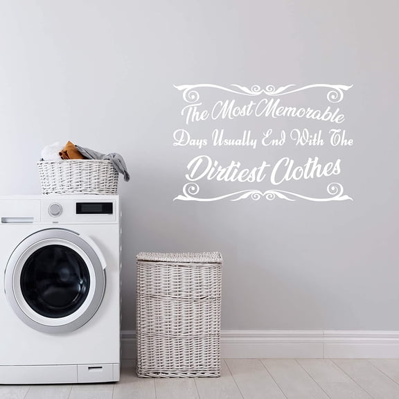 VWAQ The Most Memorable Days Usually End with The Dirtiest Clothes Wall Decal Laundry Room Quotes Decor Stickers