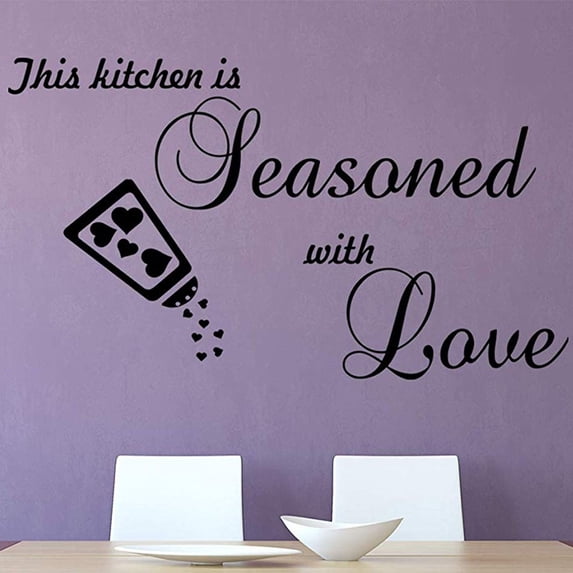 VWAQ This Kitchen is Seasoned with Love Wall Decal Sticker Decor - Dining Room Vinyl Wall Sayings