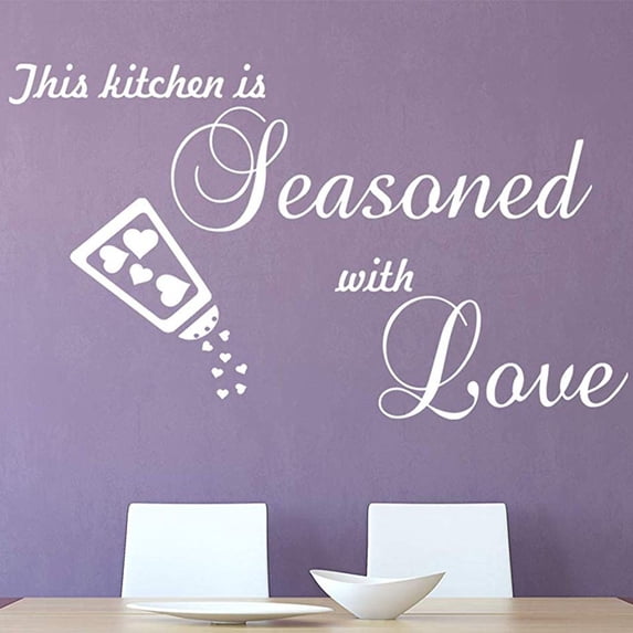 VWAQ This Kitchen is Seasoned with Love Wall Decal Sticker Decor - Dining Room Vinyl Wall Sayings