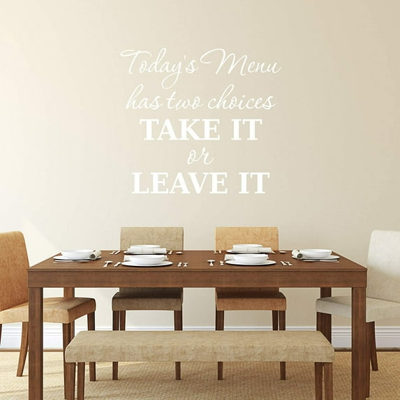 VWAQ Today's Menu Has Two Options Take it or Leave it Wall Decal Funny Kitchen Quotes Cooking Sticker Dining Room Decor