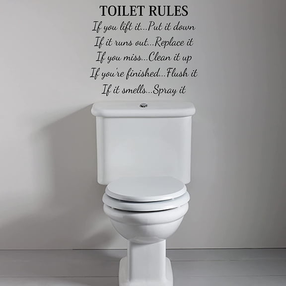 VWAQ Toilet Rules Vinyl Wall Decor Bathroom Sticker Restroom Vinyl Decal