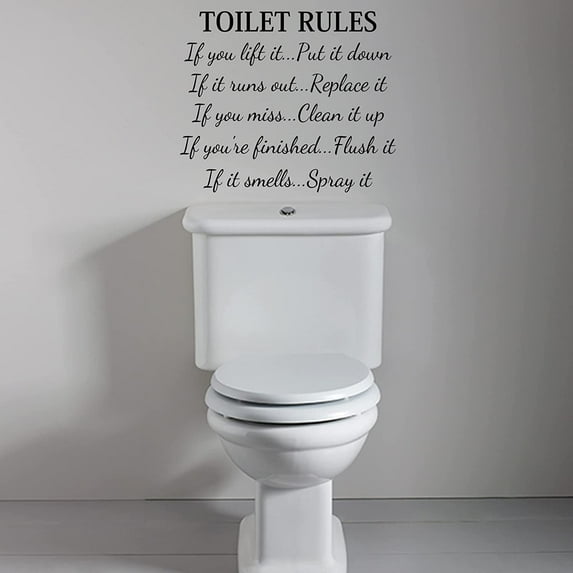 VWAQ Toilet Rules Vinyl Wall Decor Bathroom Sticker Restroom Vinyl Decal