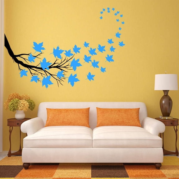 VWAQ Tree Branch Leaves Wall Sticker - Living Room Decal Decor - 37 PCS