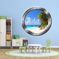 thumbnail image 1 of VWAQ Tropical Island Wall Decal Tropical Beach Wall Sticker Porthole Decor - SP35 (24" Diameter), 1 of 2