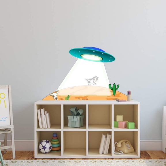 VWAQ UFO Wall Decal Alien Abduction Sticker Peel and Stick Kids Room Decor - PAS34