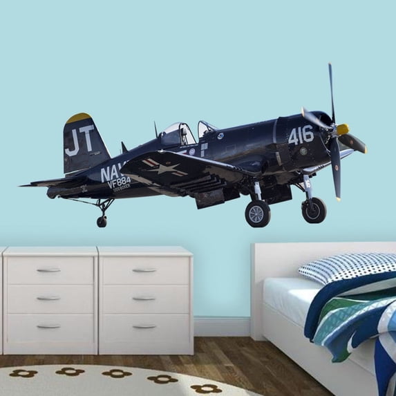 VWAQ Vintage Aircraft Wall Decal Classic Airplane Propeller Sticker Aviation Decor VWAQ-PAS19 (16"H X 36"W)