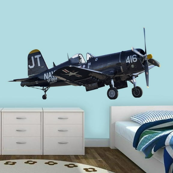 VWAQ Vintage Aircraft Wall Decal Classic Airplane Propeller Sticker Aviation Decor VWAQ-PAS19 (22"H X 46"W)