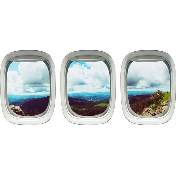 VWAQ Vinyl Sticker Plane Decals - Peel And Stick Airplane Window Clings - Nature Art Mural -PPW34