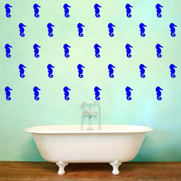 VWAQ Vinyl Wall Sticker Decor, Seahorse Marine Life Wall Decal - 30 Pack VWAQ (Blue)