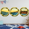 thumbnail image 1 of VWAQ Wall Art Decor - Submarine Porthole Decal, Nature Scenery Prints - SPW12 (24" Diameter, Gold), 1 of 2