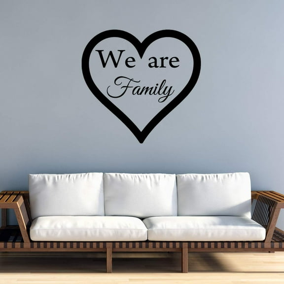 VWAQ We are Family Wall Decal Home Decor Vinyl Quotes Heart Love Wall Art