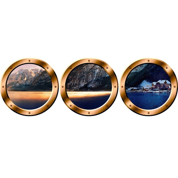 VWAQ Wilderness Wall Decals For Kids - Nature Window Clings Wall Stickers, Submarine Window Decor -SPW26 (Bronze, 14" Diameter)