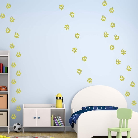 VWAQ Wolf Footprints Wall Decals - Peel and Stick Dog Floor Decals - 36 PCS