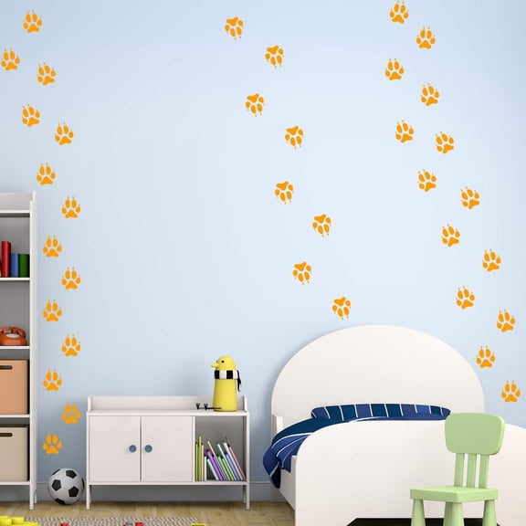 VWAQ Wolf Footprints Wall Decals - Peel and Stick Dog Floor Decals - 36 PCS