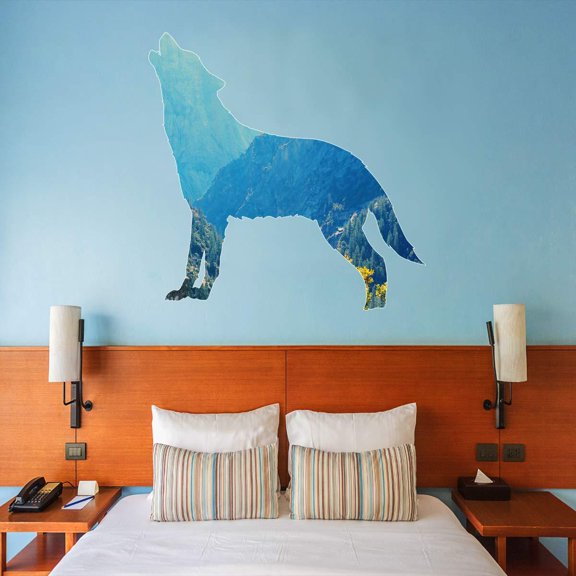 VWAQ Wolf Wall Art Decals - Nature Animal Peel and Stick Sticker - SC09