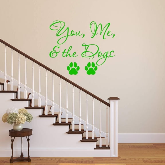 VWAQ You Me and The Dogs Wall Decal - Pet Quotes Wall Decor Puppy Vinyl Sticker Lettering