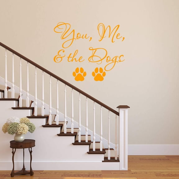 VWAQ You Me and The Dogs Wall Decal - Pet Quotes Wall Decor Puppy Vinyl Sticker Lettering