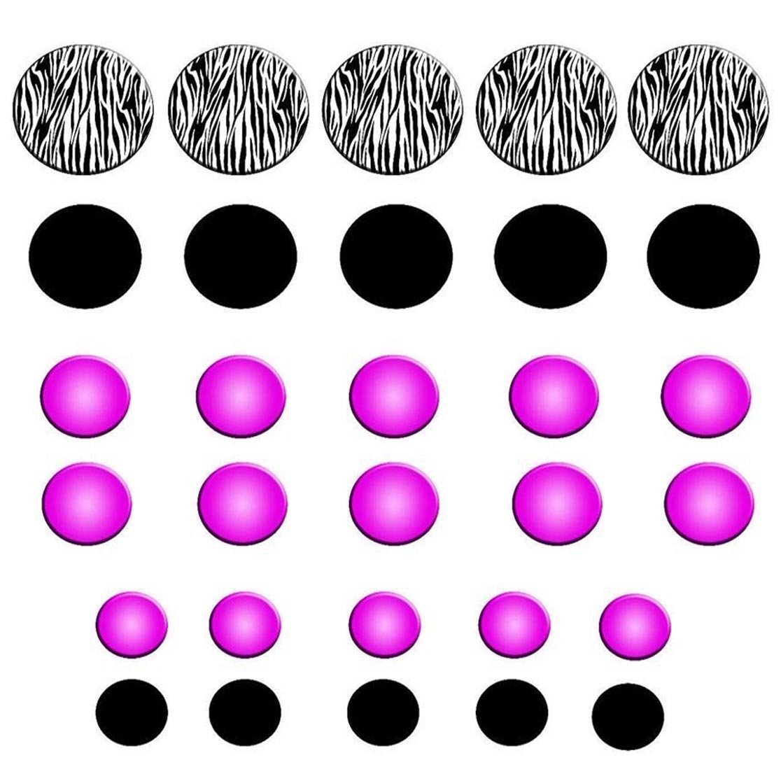 VWAQ Zebra Stripe Wall Decals Polka Dots Zebra Print Circles Purple