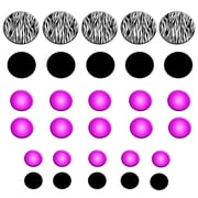 VWAQ Zebra Stripe Wall Decals Polka Dots Zebra Print Circles Purple Girls Room Decor Peel and Stick Stickers GD3
