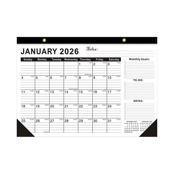 VWRXBZ 2026-2027 Calendar Wall Desk Planner with Hanging Hook, 18 Month Extended (Jan 2026 - Jun 2027), Thick Paper with Large Blocks for Planning, Holidays Marked, for Home Office School Classroom