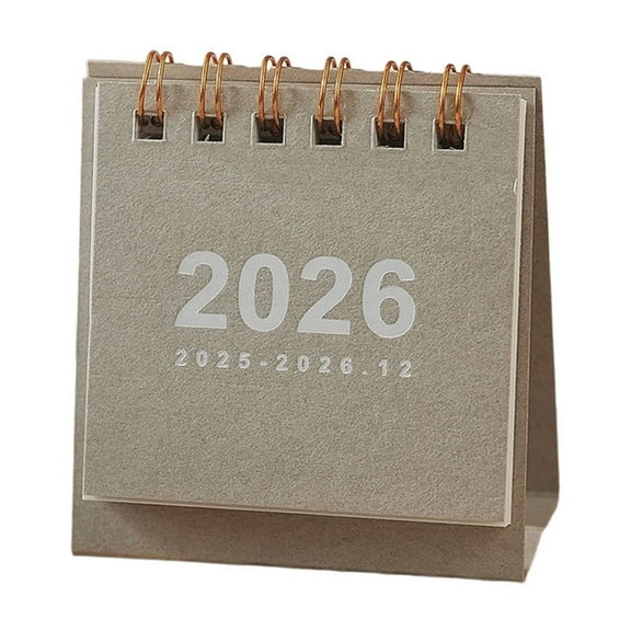 VWRXBZ 2026 Small Desk Calendar Vintage Mini Portable Coil Planner 2.76x2.56 Inch 15 Month Office Student Desktop Ornament for Home Office Desk with Memo Field and Holiday Mark 8 Colors