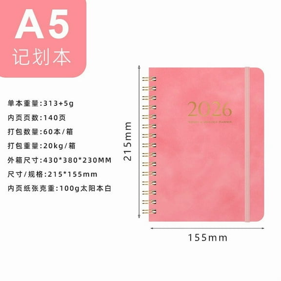 VWRXBZ 2026 Weekly Monthly Planner with Twin Binding, English Layout Daily Organizer for Men and Women, Ideal for Meetings, Travel, Desk Use with Time Blocking, Goal Setting and Reminders
