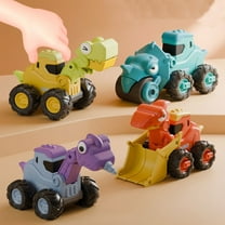 VWRXBZ 6.5 Inch Plastic Dinosaur Toy Car Press and Go Excavator Engineering Vehicle for boys Educational Toy for Boys and Girls Ages 3-4 with Realistic Wheels
