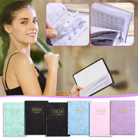 VWRXBZ A7 Mini Notebook Daily Planner Travel Journal Organizer 4.2 x 3.1 Inches for School Office Home Students Portable Gift