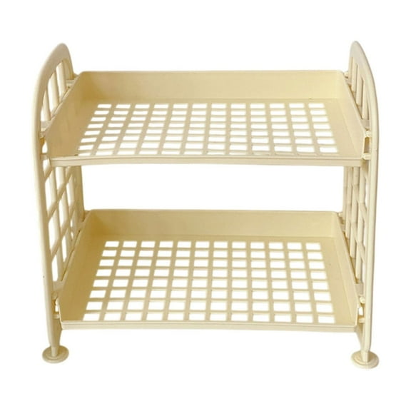 VWRXBZ Corner Shelf, 8.46x7.87x5.51 Inch Double-Layer Folding Storage Rack Concise Home Desktop Bathroom Shelf Cosmetics and Jewelry Storage Rack Shelf Organizer