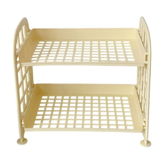 VWRXBZ Corner Shelf, 8.46x7.87x5.51 Inch Double-Layer Folding Storage Rack Concise Home Desktop Bathroom Shelf Cosmetics and Jewelry Storage Rack Shelf Organizer