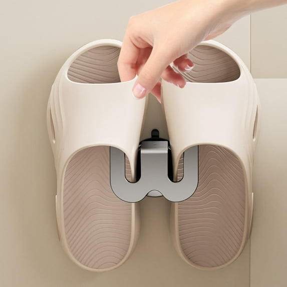 Vwrxbz Suction Cup Shoe Rack, No Drill Wall Mount Slipper Holder, Waterproof Bathroom Organizer for Shower, Toilet, Tile Wall, Space Saving Storage Hooks for Dorm, Kitchen