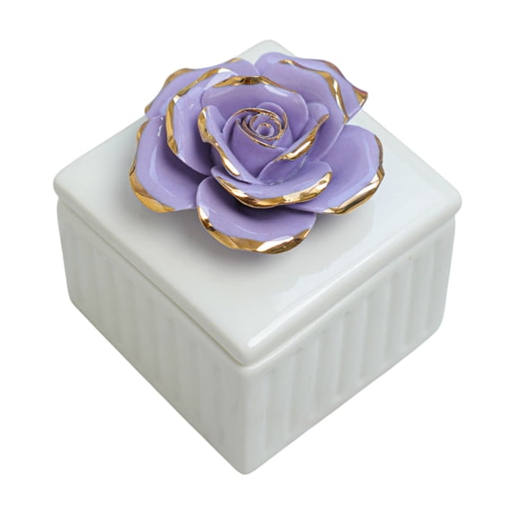 VWRXBZ Jewelry Box, 3.15x3.15x3.15 Inch Storage Jar Ceramic Hand-painted Home Jewelry Box Organizer Candlestick Wedding Box Ornaments Companion Gift Home Decor