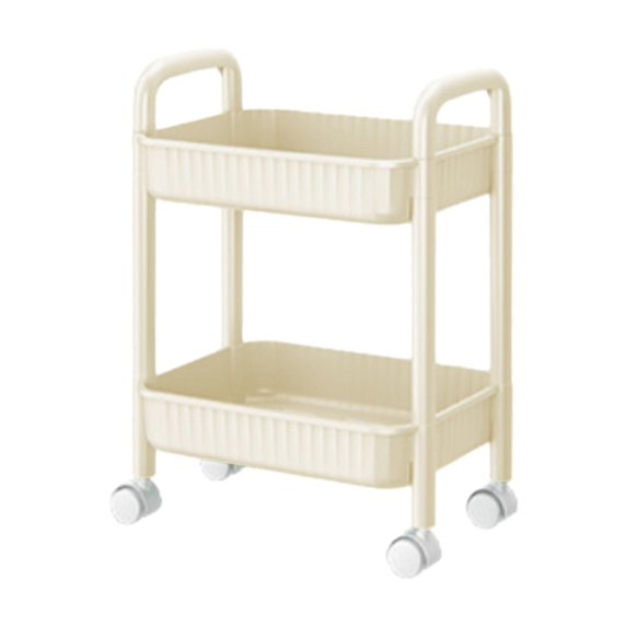 VWRXBZ Kitchen Shelf, 19.48x14.56x10.62 Inch Two Tier Rolling Cart with Wheels a Practical Cart with Handles and Locking Swivel Casters Suitable for Storage in The Kitchen Office and Bedroom
